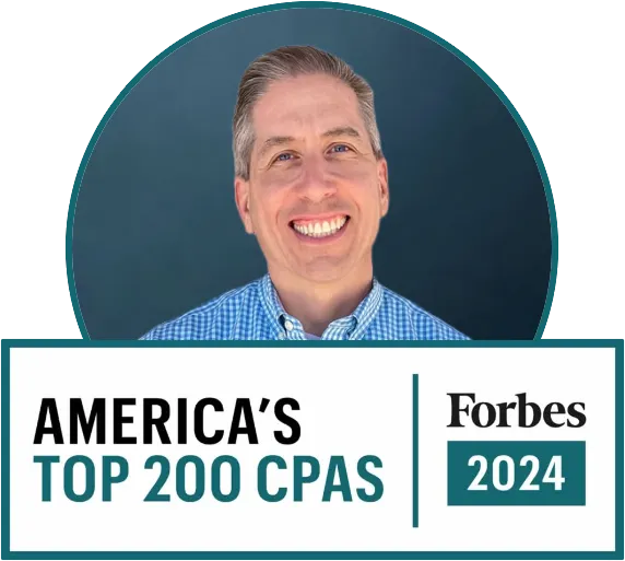 photo of Ernie Villany with the Forbes top 200 CPAs in America badge